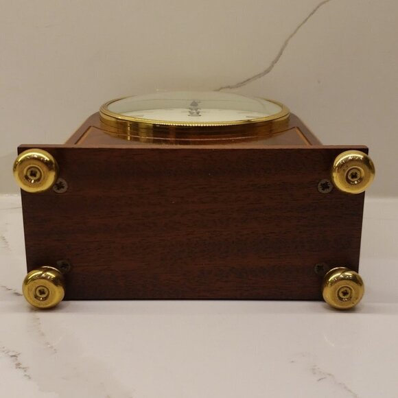 COMITTI of London Wooden Mantel Clock Brass feet 8"h x 6"w - Picture 11 of 11